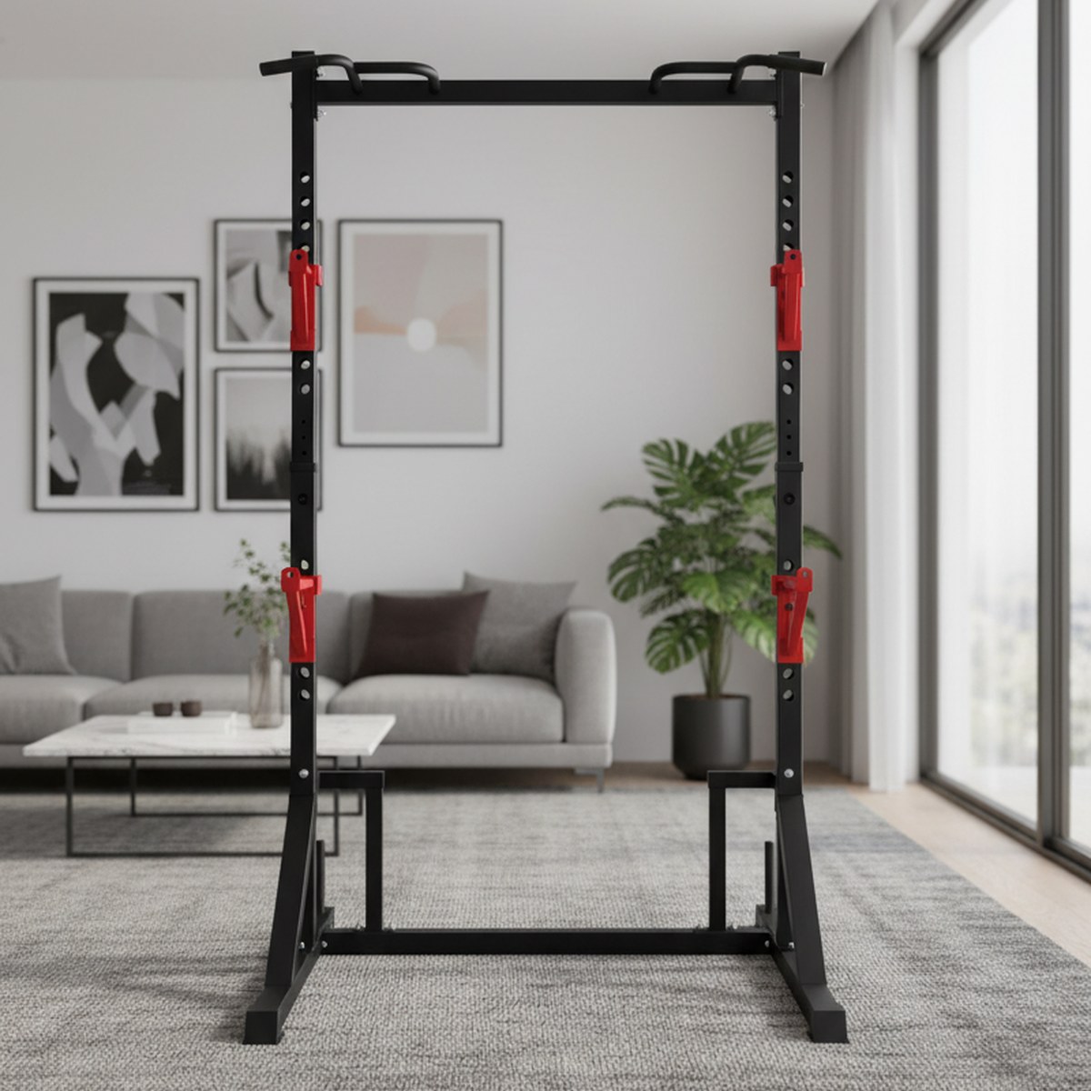 Adjustable Power Rack with Pul - Fitness Home Gym Equipment 评论和价格