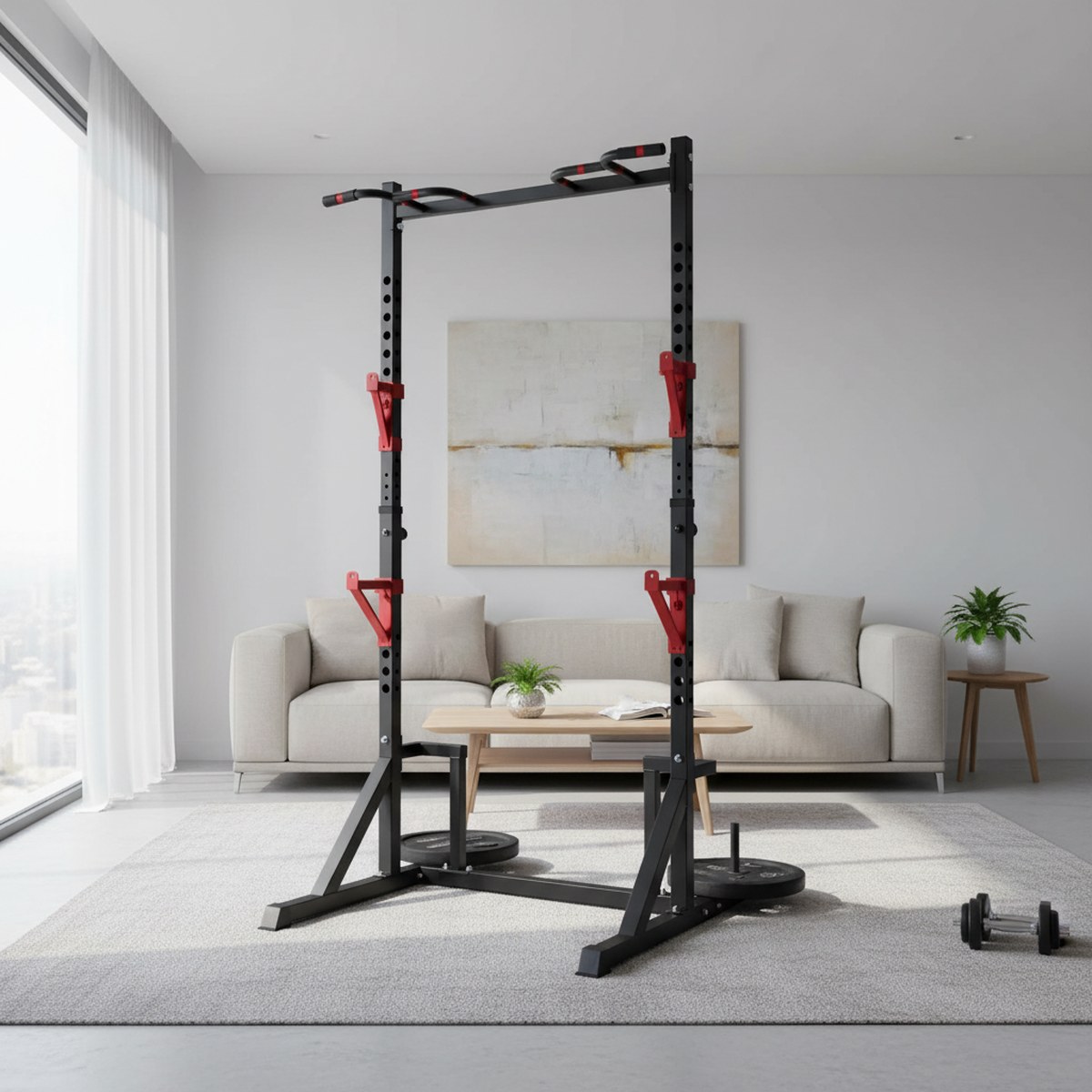 Adjustable Power Rack with Pul - Fitness Home Gym Equipment 评论和价格