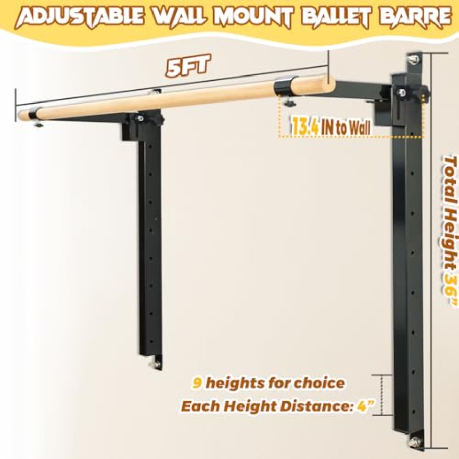 Wall Mounted Ballet Barre 4ft  - Home Gym Wall Mounted 评论和价格